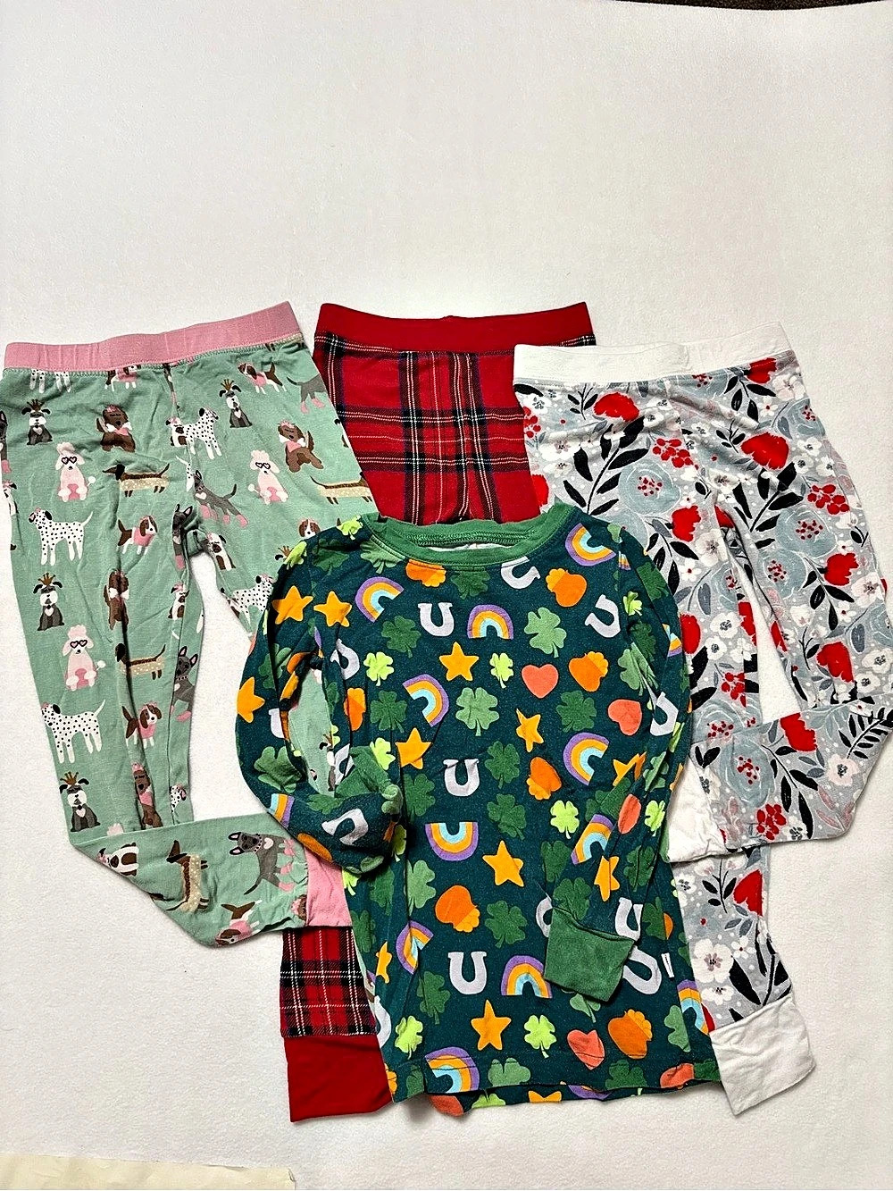 Little Sleepies Pajama Set Floral Green & Red Girls 2T(incomplete)